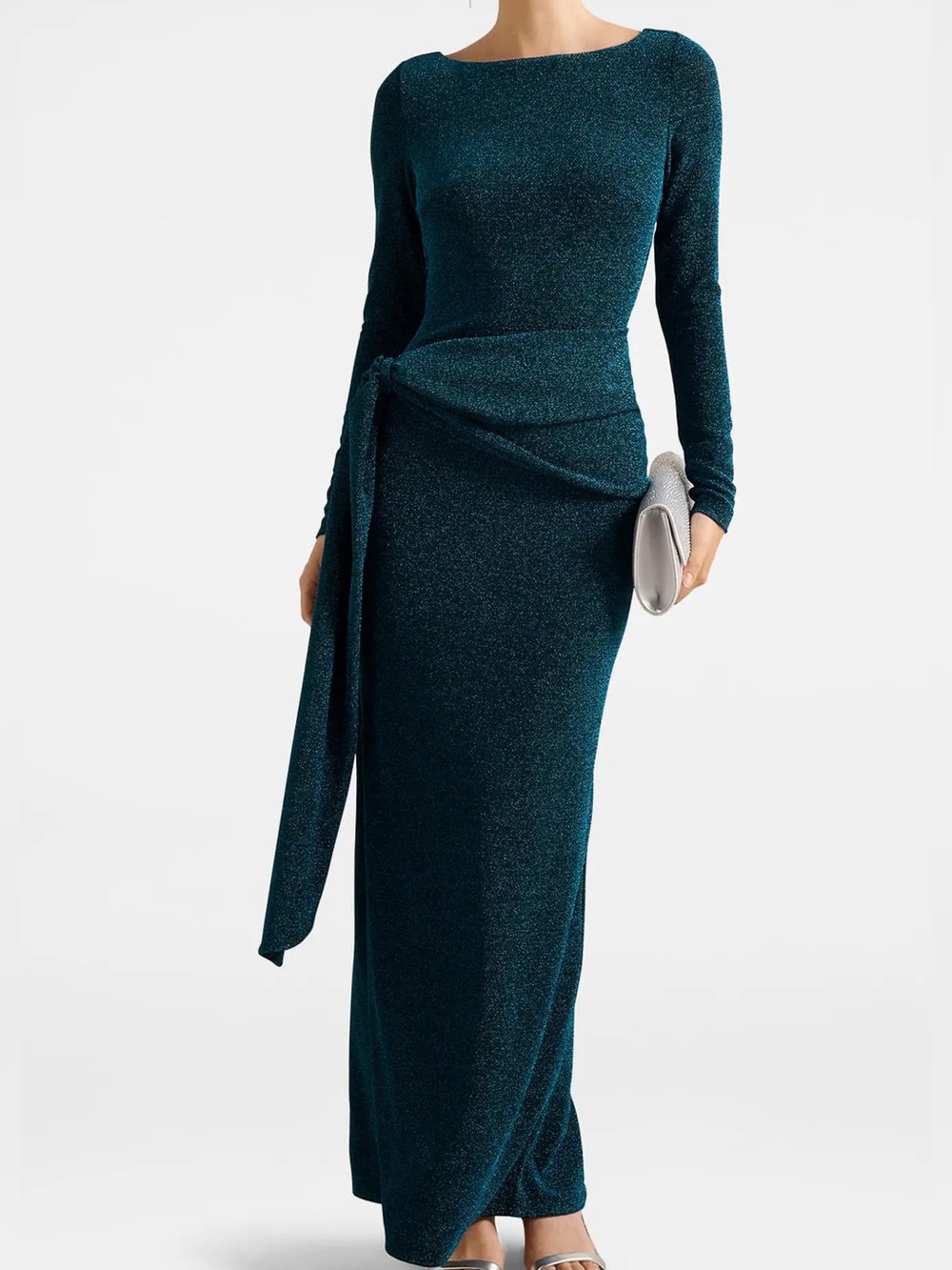 Ever New Eden Metallic Side Tie Gown